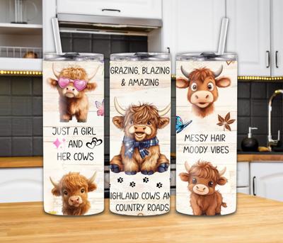 "Just A Girl Who Loves Highland Cows" 20oz Tumbler(Yellow)