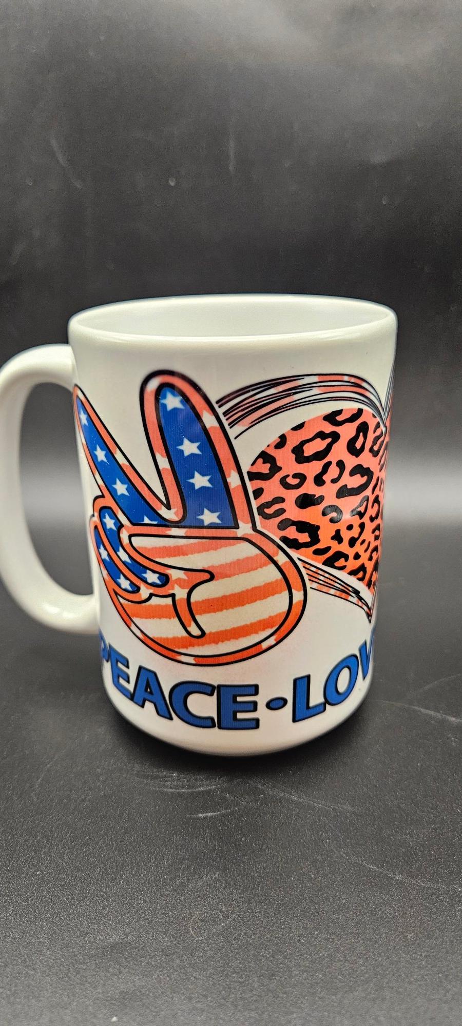 "Peace-Love-America" 15oz Ceramic Coffee Mug