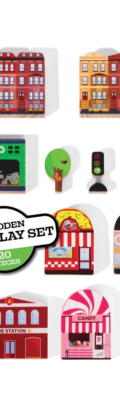 Zany Trains Wooden City Play Set